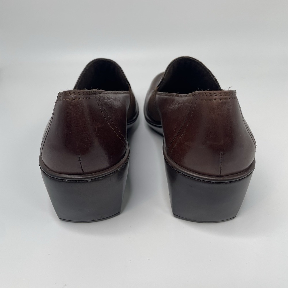 Clarks Womens Shoes Size 7.5 Brown Leather Slip On Loafer Croc Print - Picture 6 of 15